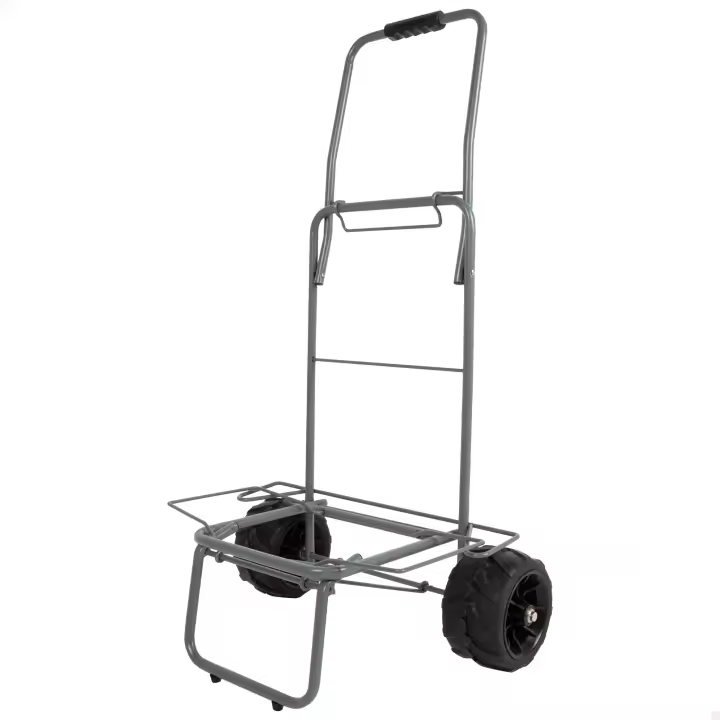 Aktive Carro playa plegable, 49x40x100 cm, ruedas goma todoterreno Ø17, estructura acero, manillar ergonómico, cordón elástico de sujeción, peso máximo soportado 80 kg, carro portasillas playa - 1