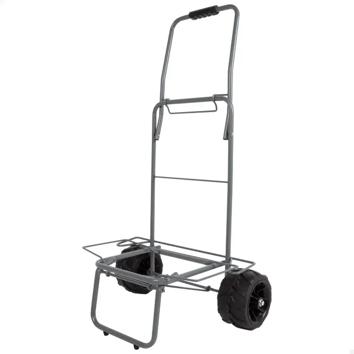 Aktive Carro playa plegable, 49x40x100 cm, ruedas goma todoterreno Ø17, estructura acero, manillar ergonómico, cordón elástico de sujeción, peso máximo soportado 80 kg, carro portasillas playa - 1
