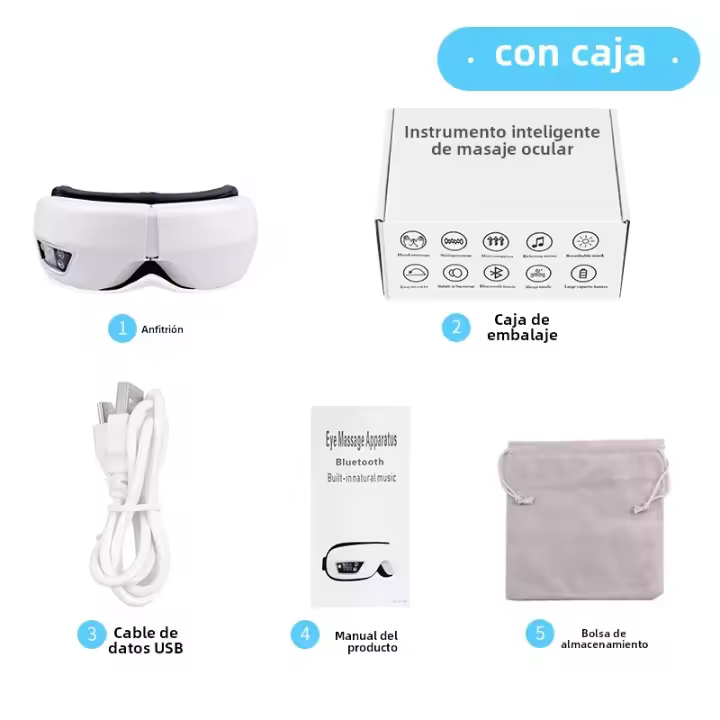 PORCHEDDU Masajeador De Ojos Inteligente 6D With Vibración Y Aire Caliente Ininstrument De Los Ojos With Bluetooth Y Música Gafas De Relajación Para Fatiga Ocular - 1