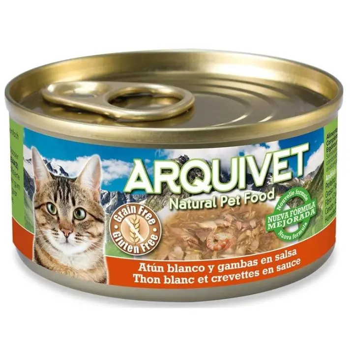 Arquivet Gato Atún Blanco y Gambas en Salsa Lata  Comida Húmeda para Gatos - 1
