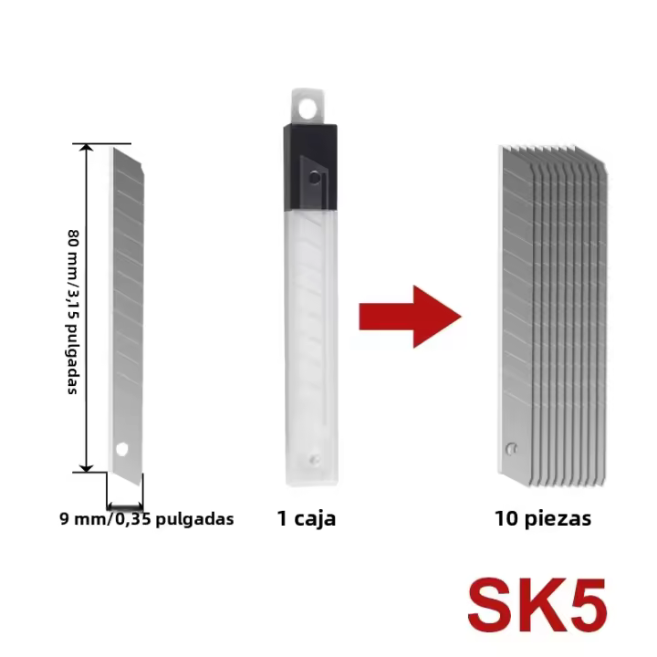 10 Piezas De Cuchillas De Repuesto Para Utility Knife 9/18/25mm Acero De Aleación De Carbono SK5 Caja Cortadora Abre-cartas - 1