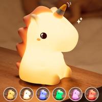 Lámpara Nocturna De Silicona Unicornio Para Niños Luz LED Recargable Por USB Decoración De Habitación Animal Cartoon Lámpara Táctil Para Regalos - details 16
