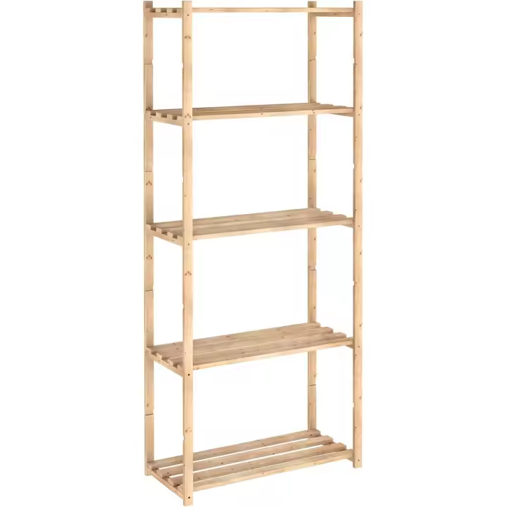 Estantería Natura 5 Baldas Alistonadas, Madera Pino Estanteria Madera  Mueble Estanteria 3/4/5 Alturas - Diseñada en una práctica estructura de tres alturas para poder organizar el espacio cómodamente - 1