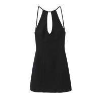 Vestido Corto De Verano Para Mujer Zach Ailsa 2024 Sexy De Color Negro Con Espalda Abierta Y Decoración De Cierre Vestido De Manga Sin Mangas Cuello En V Estilo Casual - details 1