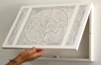 Cuadroexpres - Tapa de Contador Arbol de la Vida en Gris 45x30x4 cm (49x34x6 cm medida exterior) En Melamina Blanca, Con tornillos y tacos para colocar en la pared. Moderna, 100% Original, Muy Decorativa. Fabricada en España - details 2