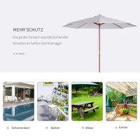 Parasol Madera Parasol Jardín Parasol Balcón Bambú Crema Blanco Parasol Madera 300cm - details 4