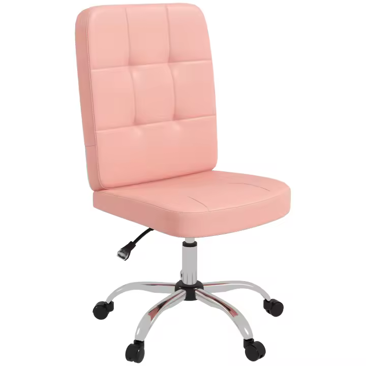 Vinsetto Silla de Oficina sin Brazos Silla de Escritorio Giratorio de Piel Sintética con Altura Ajustable Estilo Moderno Carga 120 kg 45x59x90-100 cm - 1