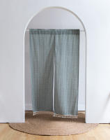 Cortina De Puerta De Estilo Japonés En Algodón Y Lino Sin Perforaciones Cortina Coreana Para Hogar Con Diseño Estripado - details 23