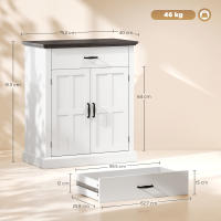 HOMCOM Aparador de 2 Puertas Aparador para Salón Rústico con 1 Cajón Estante Ajustable para Comedor Entrada Blanco 75,2x40x91,5 cm - details 2