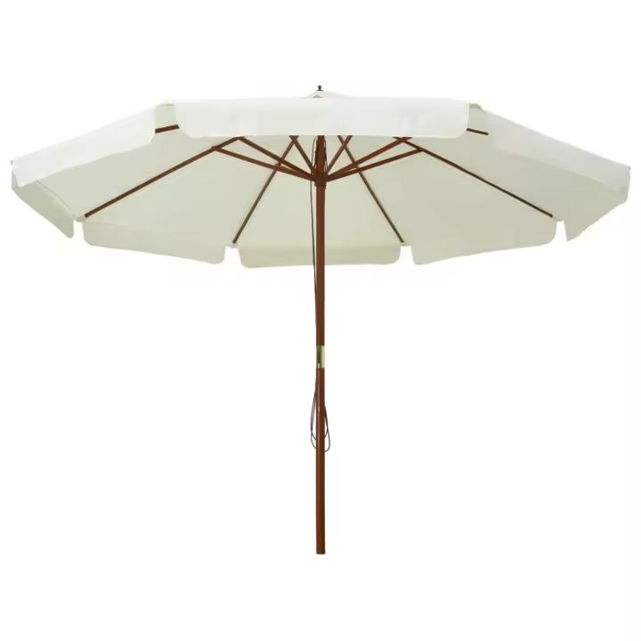 Sombrilla de Jardín con Palo de Madera Blanco arena 330 cm - 1
