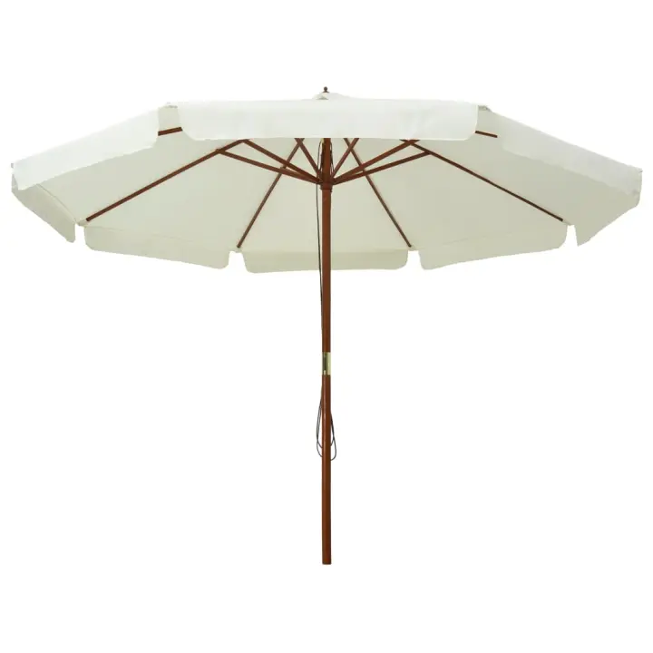 Sombrilla de Jardín con Palo de Madera Blanco arena 330 cm - 1