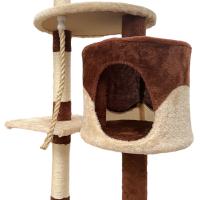 COTTECOTA-Árbol rascador para Gatos Altura 60*56.5*111.5cm Árbol para Gatos Azul Marrón Beige Torre Arbol de Escalada de Múltiples Niveles con Cueva Espaciosa Postes Rascadores de Sisal 40452,40438 - details 7