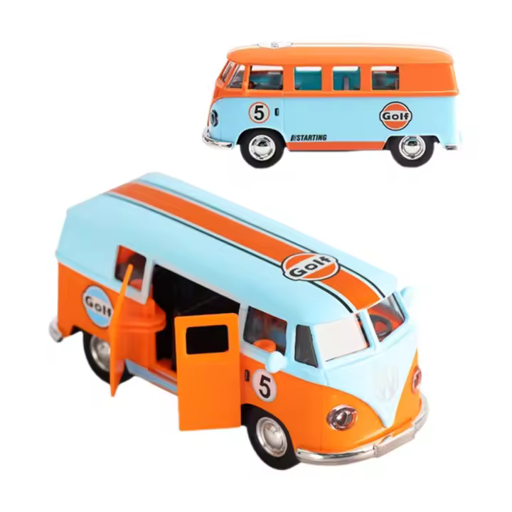 Modelo De Coche De Aluminio Diecast 1:36 Volkswagen T1 Samba Transporter Van Azul Para Niños Juguete Educativo a Escala - 1