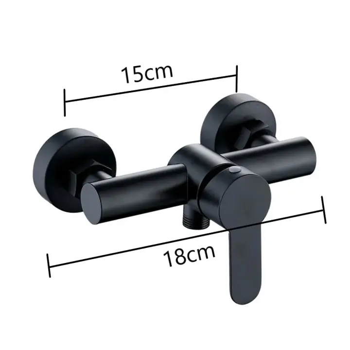 Grifo De Ducha De Acero Inoxidable Negro Para Baño Soporte Fijo Montaje En Pared Duradero Y Clásico Con Un Solo Manijero - 1