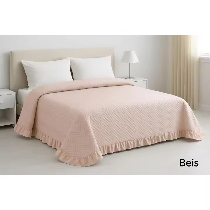 Colcha Bouti Beis Lavada Lisa | Tejido de Microfibra | Tacto Suave | Diseño Liso Acolchado | Medidas 190x260 a 270x260 cm - 1