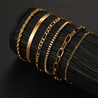 Juego De Máximo 6PCS Cadena De Serpiente Plana Dorada Para Hombres Y Mujeres Joyería De Moda Clásica Vintage Regalo Ideal Para Fiestas Bodas Aniversarios Viajes Uso Diario - details 3
