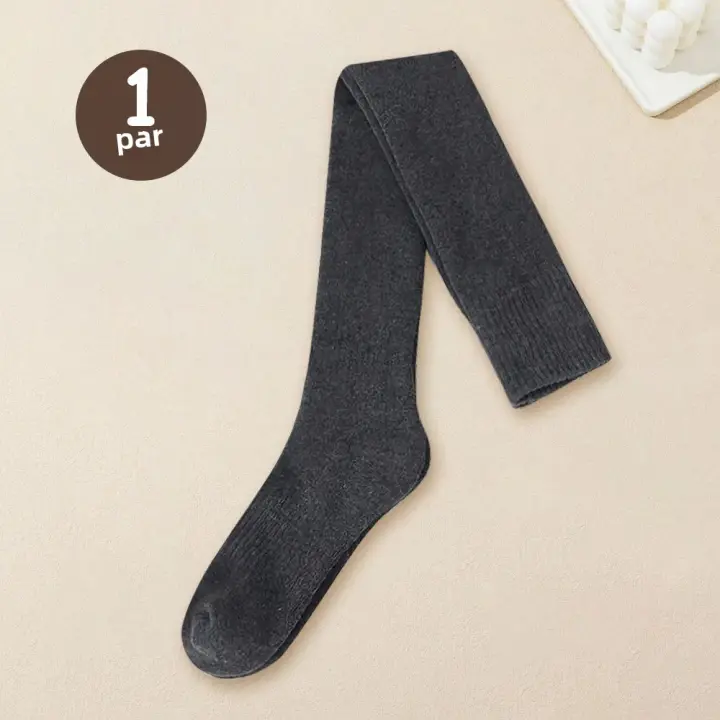 Medias Altas Invierno Para Mujer 1/2 Pares Largas Hasta La Cintura Con Estampado Rayado Cálidas Y Suaves Medias De Pierna - 1