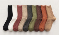 Calcetines De Invierno Para Mujer Color Sólido Cálidos Y Gruesos Calcetines Largos De Lana Estilo Japonés Moda Transpirables - details 7