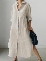 Camisa De Punto De Algodón Y Lino Para Mujer Moda Verano Elegante Cardigan Irregular Suéter De Manga Larga Cierre Único - details 1