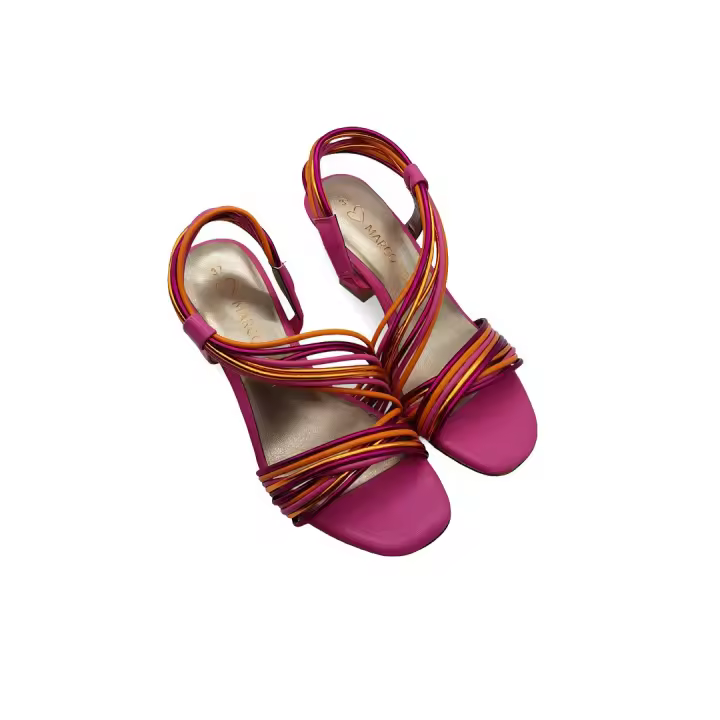 Sandalias Tacón Fucsia Dorado - Marco Tozzi - 1