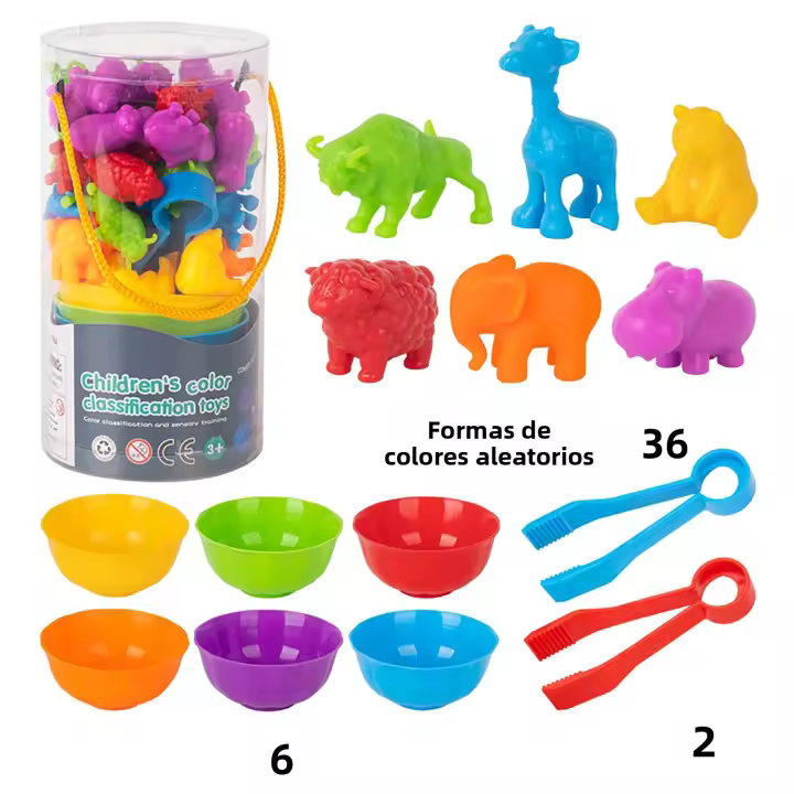 Juguetes Educativos Montessori De Animales Para Contar Juego De Pila De Tazas Actividad De Aprendizaje Matemático Por Colores Para Niños De 3 a 12 Años - 1
