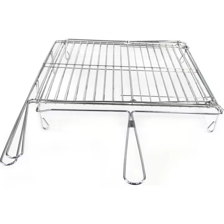 Algon - Parrilla BBQ Giratoria Cromada - Resistente y Duradera - Fácil de Limpiar - Portátil para Exteriores - Ideal para Carnes y Pescados - 1