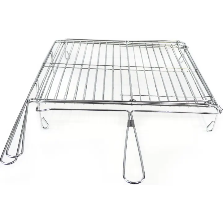Algon - Parrilla BBQ Giratoria Cromada - Resistente y Duradera - Fácil de Limpiar - Portátil para Exteriores - Ideal para Carnes y Pescados - 1