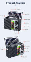 Radio Portátil Recargable AM FM Con Wave Shortwave Soporte USB TF MP3 Y Altavoz Bluetooth Función De Linterna Material Plástico - details 3