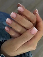 Uñas Postizas Francés Gradient Cortas 24 PCs Con 1 Jelly Y 1 Archivo De Uñas ABS Para Fiesta - details 0
