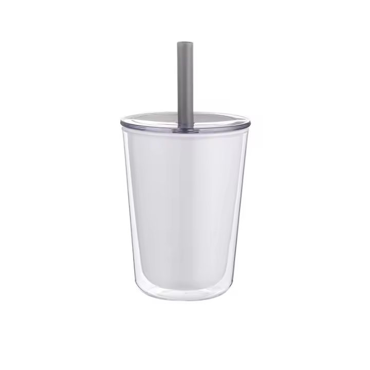Botella De Agua Con Pajita De Plástico Resistente Al Calor Para Niñas Gran Capacidad Portátil De Verano Doble Capa - 1