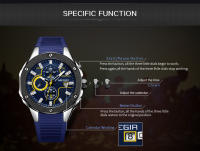 Reloj De Pulsera Militar Deportivo Para Hombre MEGIR Marca Top Resistente Al Agua Con Correa De Silicona Azul Y Calendario Automático Movimiento De Cuarzo - details 3