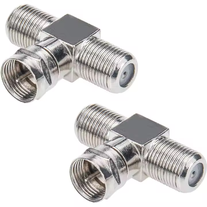 Adaptador de cable coaxial de 3 vías, tipo F, macho a 2 hembra, para antena de TV interior - 1