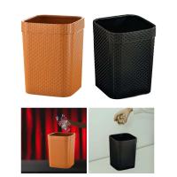 Cesta De Basura Redonda De Rotura Tejida En Rattan Compacta De Plástico Para Interiores Y Exteriores Adecuada Para Dormitorio Cocina Patio Y Coche - details 2