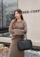 Bolso De Hombro Para Mujer En Cuero Genuino Split Tamaño Grande Color Marrón Y Negro Estilo De Lujo Y Moda Bolso Cruzado - details 19