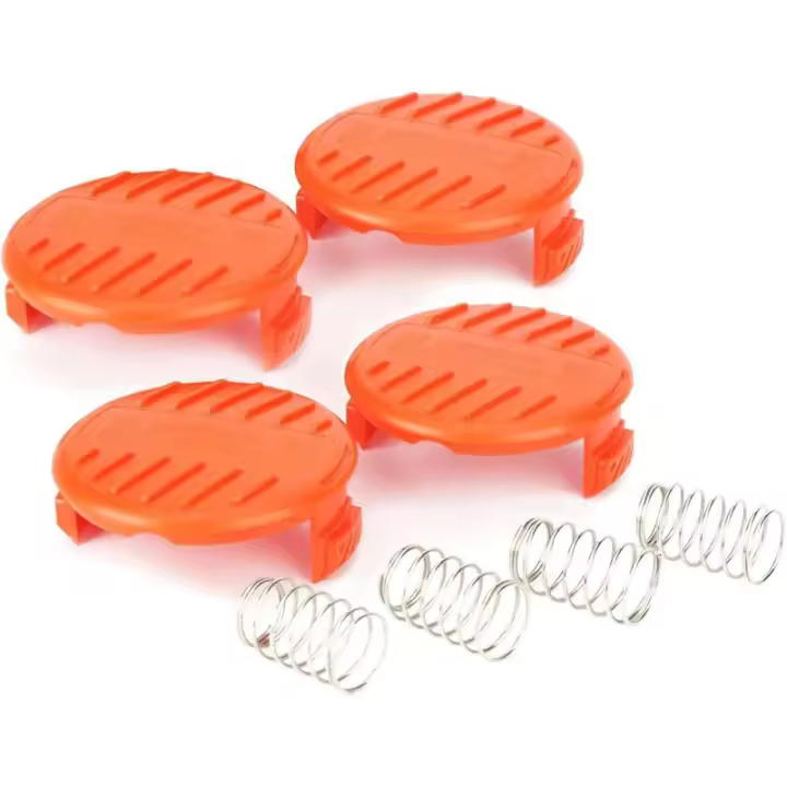 Cubiertas de carrete de repuesto para cortador compatible con Black + Decker, paquete de 4 (4 cubiertas de carrete + 4 resortes) - 1