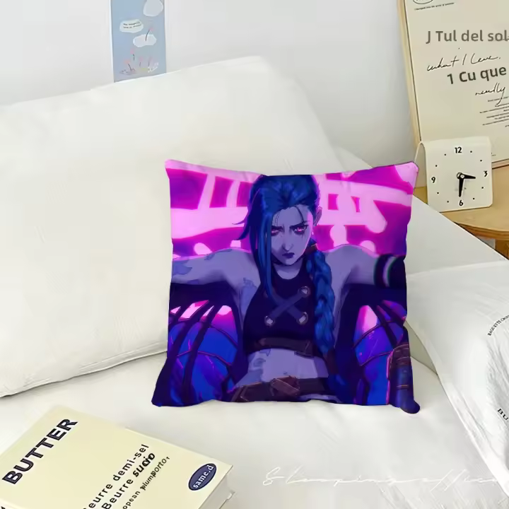 Funda De Cojín Anime Arcane Jinx Suave Para Decoración De Sofa Y Hogar Protección De Almohada Tamaño 45x45cm 50x50cm - 1