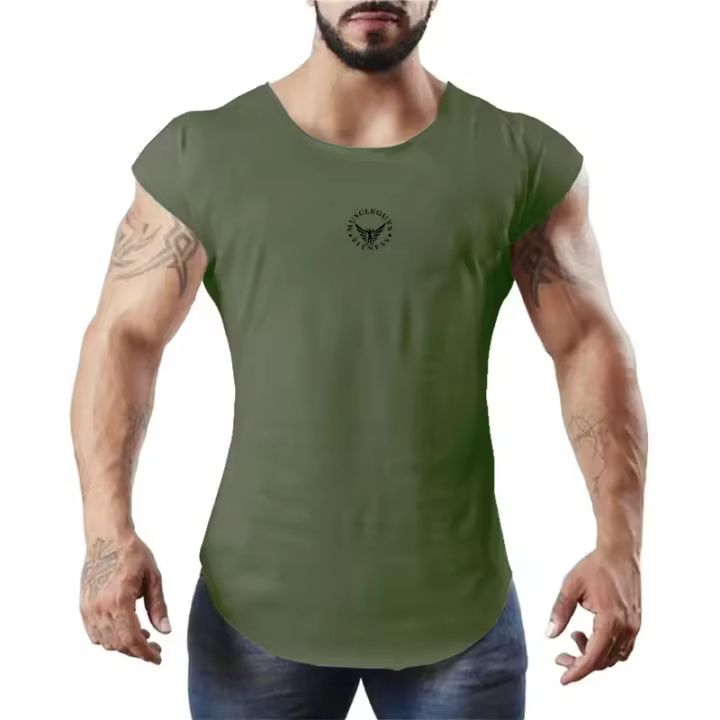 Men Muscle Vests Cotton Breathable Sleeveless Tank Tops Solid Fashion Print O-neck T-shirts Gym Bodybuilding Fitness Tank Tops - 1