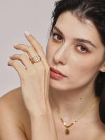 Encanto Anillo de cobre de moda, anillos de circón con incrustaciones chapadas en oro de 18 quilates para mujer, anillo de lujo ligero estilo INS, regalo de joyería femenina ajustable - details 4