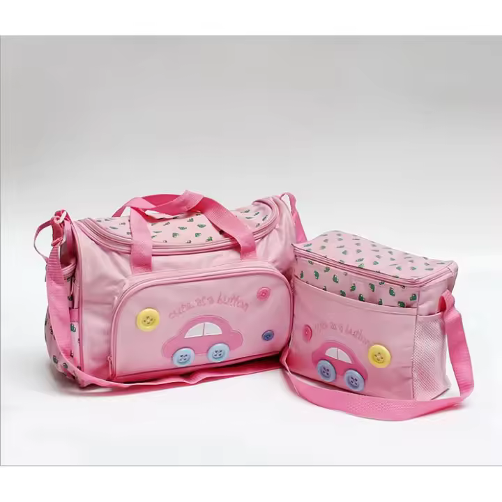 Bolso de mamá multifuncional de moda, de cuatro piezas, de tela Oxford, con diseño de coche de dibujos animados, bolso de mamá diagonal - 1