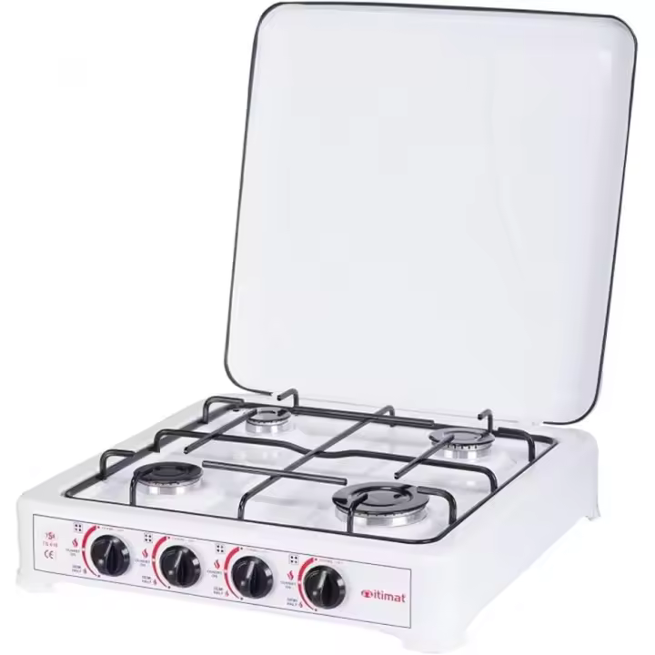 itimat - Cocina de gas de 4 quemadores con tapa  Parrillas esmaltadas, seguridad de corte de gas - 1