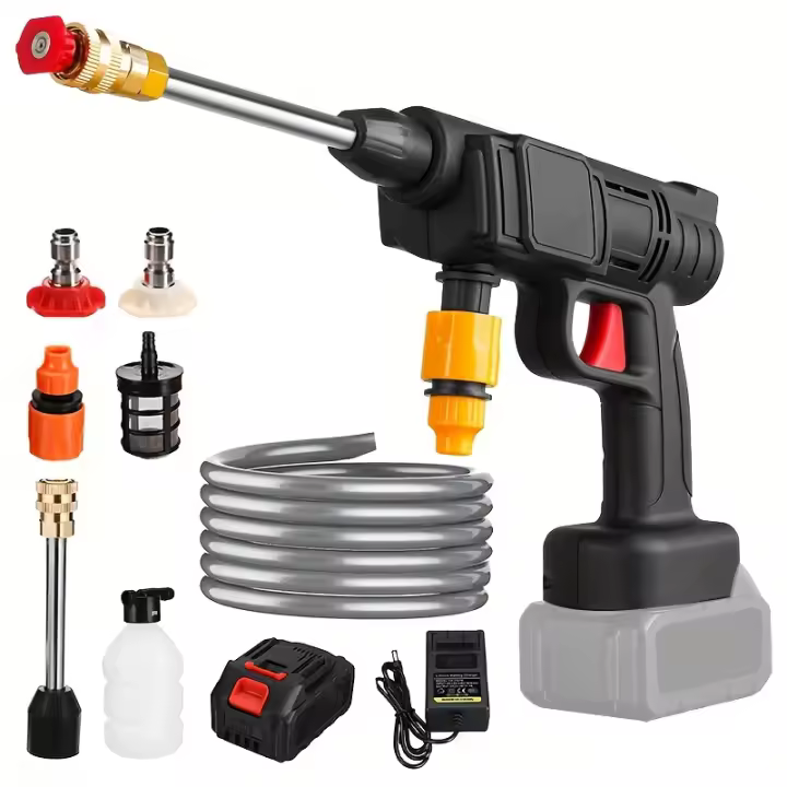Pistola de lavado de coches de alta presión sin cuerda de 21V con 1 batería, 12000rpm, barra de 30/435 psi para lavado de coches, limpieza de jardín, riego de flores, etc. - 1