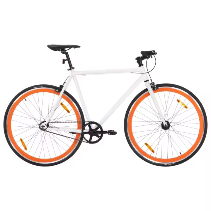 vidaXL Bicicleta de piñón fijo blanco y naranja 700c 51 cm - 1
