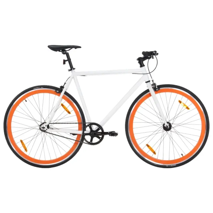 vidaXL Bicicleta de piñón fijo blanco y naranja 700c 51 cm - 1