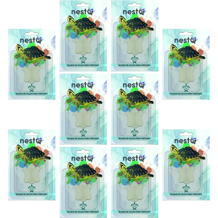 12 Bloques Calcio Tortugas nestQ, Evita el Olor, Purifica el Agua, Refuerza su Caparazón, Controla la Acidez con Vitamina B1 – 5 Cm - 1