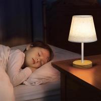 Lámpara de Mesa para dormitorio, lámpara de Mesa regulable de Tres Colores, lámpara de noche Con BASE DE Madera, lámpara de Noche, lámpara con Pantalla de Lino, lámpara de Noche 、 Atenuación por control remoto - details 0
