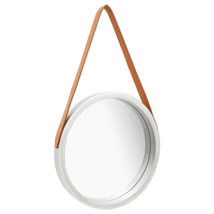vidaXL Espejo de pared con correa plateado 40 cm - 1