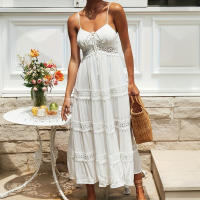 Vestido Largo Bohemio De Playa Para Mujer Estilo Casual Sin Mangas Transpirable Suelto Con Encaje Y Tirantes Solado Ancho Para Vacaciones Verano Tallas S-2XL - details 12