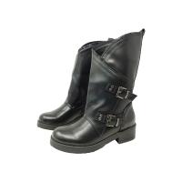 Eva zorteon-Botines biker asimétricos negros decorados con hebillas , Marca Tulipano . - details 2