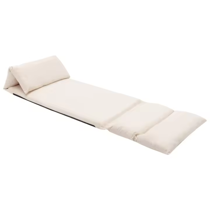 Tumbona de suelo microfibra crema plegable - 1
