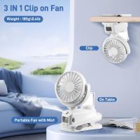 Ventilador nebulizador con clip y pantalla LED, de mano, 4 velocidades, USB (blanco) - details 0
